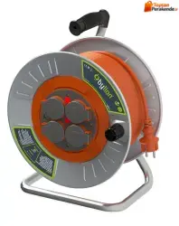 BYLION MMP-30325-F Kapaklı Metal Seyyar Makara Ø300 IP44 F Tipi 3x2,5 TTR 30M Turuncu Kablo
